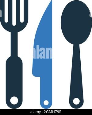 Besteck, Gabel, Messer-Symbol - ideal für die Gestaltung und Entwicklung von Websites, gedruckten Dateien und Präsentationen, Werbematerialien und vieles mehr. V Stock Vektor