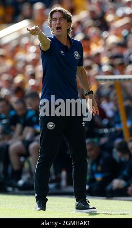 Wolverhampton, England, 18. September 2021. Thomas Frank-Manager von Brentford während des Spiels in der Premier League in Molineux, Wolverhampton. Bildnachweis sollte lauten: Darren Staples / Sportimage Stockfoto