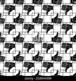Puzzle Daumen nach oben Muster nahtlose Hintergrund Textur wiederholen Tapete geometrischen Vektor Stock Vektor