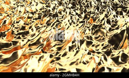 Weiche Goldwelle Kreativer abstrakter Hintergrund fließende Kunst 3d-Rendering Stockfoto