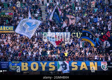 Mailand, Italien - 18 2021. september - f.c. inter Unterstützer curva nord Serie A Spiel Inter- Bologna San Siro Stadium Credit: Christian Santi/Alamy Live News Stockfoto