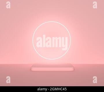 Szene mit minimalem Hintergrund, Bogen mit Podium, 3d-Rendering Stockfoto