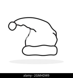 Weihnachtsmütze-Ikone. Santa Cap Icon in flachem, linearem Design. Vektorgrafik. Winter Hut dünn Symbol Stock Vektor