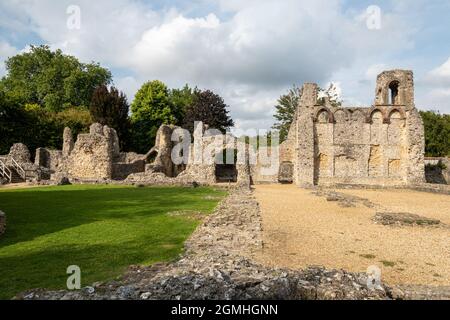 Wolvesey Castle Ruins, der alte Bischofspalast aus dem 12. Jahrhundert in Winchester, Hampshire, Großbritannien Stockfoto