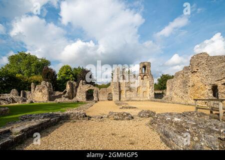 Wolvesey Castle Ruins, der alte Bischofspalast aus dem 12. Jahrhundert in Winchester, Hampshire, Großbritannien Stockfoto