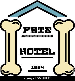 Haustiere Hund Hotel Logo. Umriss Haustiere Hund Hotel Vektor Logo Farbe flach isoliert Stock Vektor