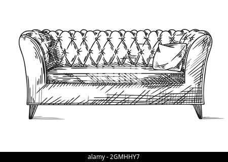 Skizze sofa auf weißem Hintergrund. Vector Illustration Stock Vektor