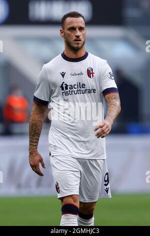 San Siro Stadium, Mailand, Italien, 18. September 2021, Marko Arnautovic (FC Bologna) beim Inter - FC Internazionale gegen FC Bologna - italienischer Fußball Stockfoto