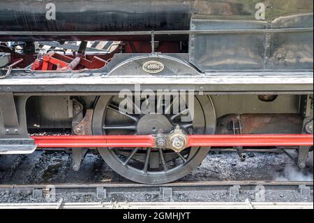 Nostalgische Szenen in der Goathland Heritage Railway, Teil des Filmset für das Fernsehprogramm Heartbeat, das in den 1960er Jahren in der sogenannten Stadt Aidensfield gedreht wurde Stockfoto