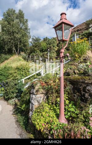 Nostalgische Szenen in der Goathland Heritage Railway, Teil des Filmset für das Fernsehprogramm Heartbeat, das in den 1960er Jahren in der sogenannten Stadt Aidensfield gedreht wurde Stockfoto