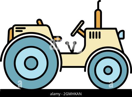 Symbol für den Traktor. Kontur Traktor Vektor Symbol Farbe flach isoliert Stock Vektor