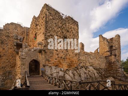 Die ayyubidische Burg von Ajloun in Nordjordanien, erbaut im 12. Jahrhundert. Stockfoto