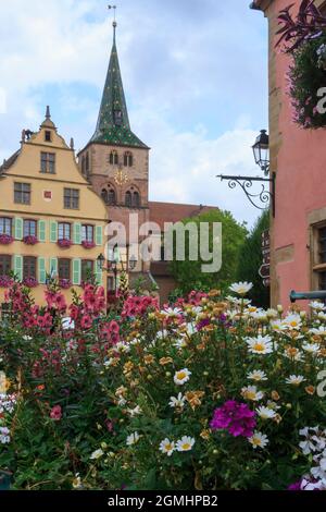 Blick auf das Turckheim im Sommer im Elsass Stockfoto