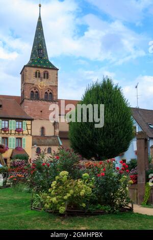 Blick auf das Turckheim im Sommer im Elsass Stockfoto