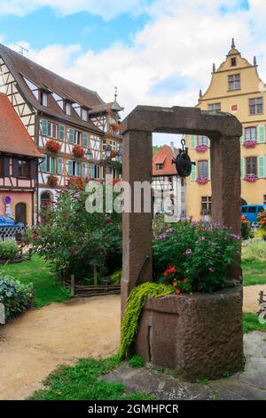 Blick auf das Turckheim im Sommer im Elsass Stockfoto