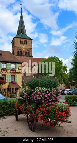 Blick auf das Turckheim im Sommer im Elsass Stockfoto