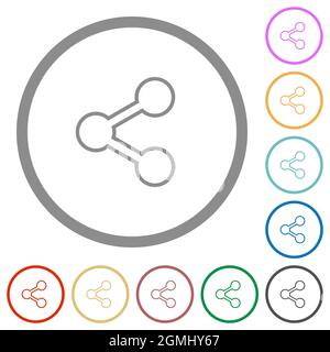 Teilen Sie flache Farbsymbole in runden Umrissen auf weißem Hintergrund Stock Vektor