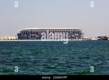 Stadium 974, früher bekannt als Ras Abu Aboud Stadium, ist ein Fußballstadion, das in Doha, Katar, für die FIFA-Weltmeisterschaft 2022 gebaut wird. Stockfoto