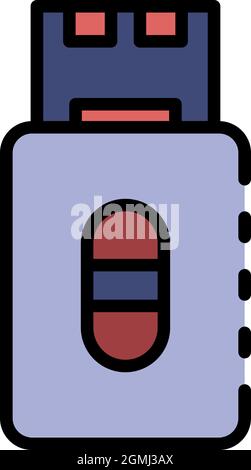 USB-Kartensymbol. Kontur usb-Karte Vektor Symbol Farbe flach isoliert Stock Vektor