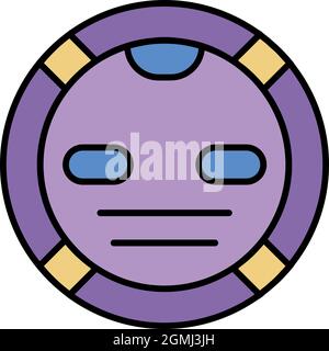Symbol für Roboter-Staubsauger. Kontur Roboter Staubsauger Vektor Symbol Farbe flach isoliert Stock Vektor