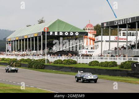 Goodwood Motor Circuit 17. September 2021. #6 Christian Glasel gefahren von Gary Pearson, 1955 Jaguar D-TYPE „Long-Nose“ , Sussex Trophy, während des Goodwood Revival Goodwood, Chichester, Großbritannien Stockfoto