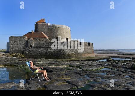 Ambleteuse, Nordfrankreich. Fort d' Ambleteuse auch Vauban Fort oder Fort Mahon an der Küste im Pas-de-Calais in Frankreich genannt Stockfoto