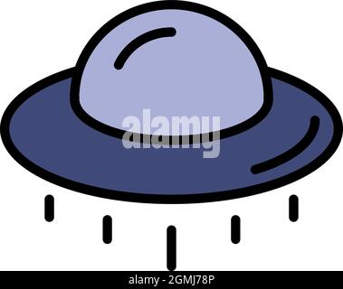 UFO Raumschiff Symbol. Umriss ufo Raumschiff Vektor Symbol Farbe flach isoliert Stock Vektor