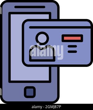 Symbol für die man-id-Karte des Smartphones. Umriss Smartphone Mann id-Karte Vektor Symbol Farbe flach isoliert Stock Vektor