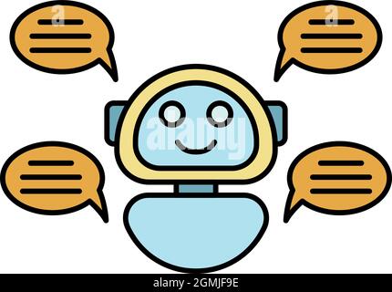 Chat bot vier Bubble-Symbol. Outline Chat bot vier Blase Vektor Symbol Farbe flach isoliert Stock Vektor