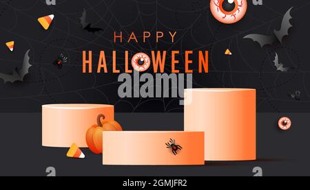 Happy halloween festliche Rabatt Produktanzeige Podium Hintergrund. Stock Vektor