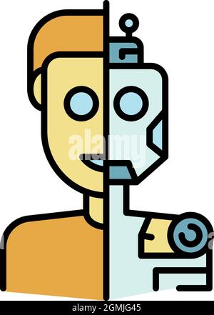 Symbol „Humanoid in Abschnitt“. Kontur humanoid in Abschnitt Vektor Symbol Farbe flach isoliert Stock Vektor
