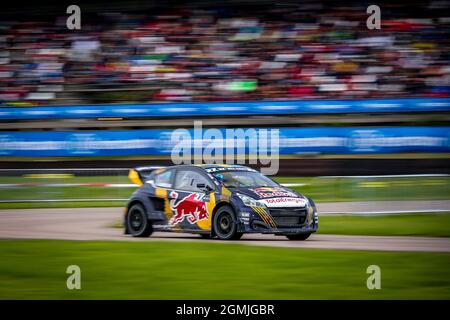 09 HANSEN Kevin (SWE), Team Hansen World RX Team, Peugeot 208, World RX, Action während der World RX von Riga - Lettland, 4. Und 5. Lauf der FIA World Rallycross Championship 2021, FIA WRX, vom 18. Und 19. September auf der Bikernieku Compleksa Sporta Baze, in Riga, Lettland - Foto Paulo Maria / DPPI Stockfoto