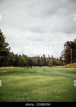 Schwedischer Golfplatz am Ende des Sommers Stockfoto