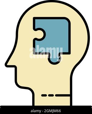 Puzzle Mind man-Symbol. Umriss Puzzle Geist Mann Vektor Symbol Farbe flach isoliert Stock Vektor