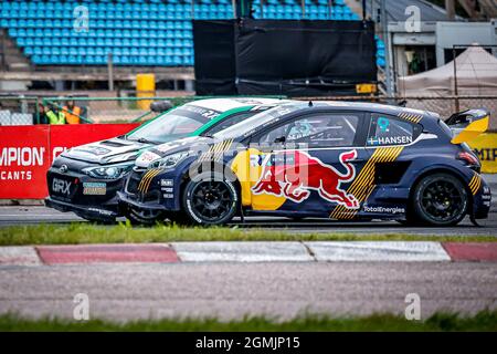 09 HANSEN Kevin (SWE), Team Hansen World RX Team, Peugeot 208, World RX, Action während der World RX von Riga - Lettland, 4. Und 5. Lauf der FIA World Rallycross Championship 2021, FIA WRX, vom 18. Und 19. September auf der Bikernieku Compleksa Sporta Baze, in Riga, Lettland - Foto Paulo Maria / DPPI Stockfoto