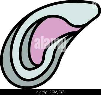 Miesmuscheln-Symbol. Kontur Muscheln Vektor Symbol Farbe flach isoliert Stock Vektor