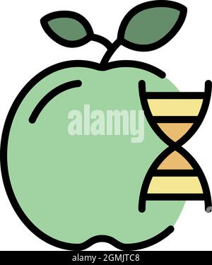 Symbol für genetisch veränderte Früchte. Umriss genetisch veränderte Früchte Vektor Symbol Farbe flach isoliert Stock Vektor