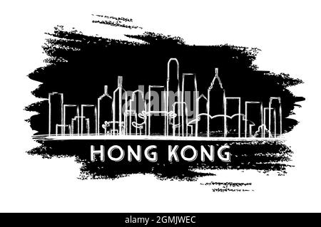 Hong Kong China City Skyline Silhouette. Handgezeichnete Skizze. Business Travel und Tourismus Konzept mit historischer Architektur. Vektorgrafik. Stock Vektor