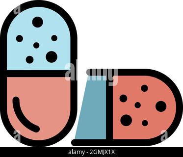 Symbol für zwei Kapseln. Umriss zwei Kapseln Vektor Symbol Farbe flach isoliert Stock Vektor
