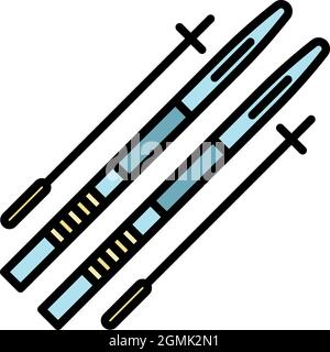 Symbol für Biathlon-Ausrüstung. Kontur Biathlon Ausrüstung Vektor Symbol Farbe flach isoliert Stock Vektor