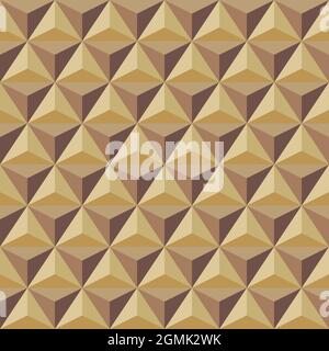 Abstrakter Dreiecke Hintergrund. Geometrische Textur in goldener Farbe. Nahtloses Dreieckmuster. Strukturierter Hintergrund. Vektorgrafik. Stock Vektor