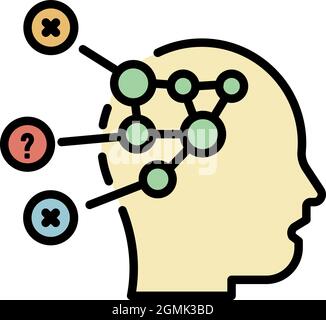Symbol für das Krankheitskopfdiagramm. Kontur Krankheit Kopf Diagramm Vektor Symbol Farbe flach isoliert Stock Vektor