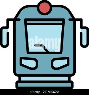 Symbol für die Vorderansicht des Zuges. Kontur Zug Vorderansicht Vektor Symbol Farbe flach isoliert Stock Vektor