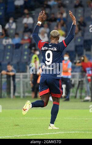 Stadio Olimpico, Rom, Italien. September 2021. Italienische Serie A Fußball, SS Lazio gegen Cagliari Calcio; Keita Balde von Cagliari feiert nach dem Tor 1-2 Credit: Action Plus Sports/Alamy Live News Stockfoto