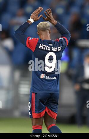 Stadio Olimpico, Rom, Italien. September 2021. Italienische Serie A Fußball, SS Lazio gegen Cagliari Calcio; Keita Balde von Cagliari feiert nach dem Tor 1-2 Credit: Action Plus Sports/Alamy Live News Stockfoto