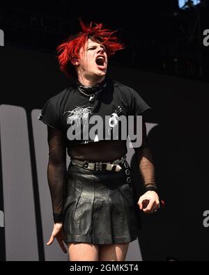 Las Vegas, USA. September 2021. Yungblud tritt am 2021. September 2021 auf der Tagesbühne beim iHeartRadio Music Festival 18 im AREA15 in Las Vegas, Nevada, auf. Foto: Casey Flanigan/imageSPACE Credit: Imagespace/Alamy Live News Stockfoto