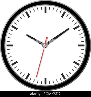 Vektor einfache klassische runde Wanduhr auf weißem Hintergrund. Vektorgrafik Stock Vektor
