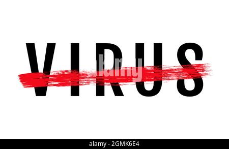 Vektorsymbol des Stoppvirus. Vektor-Poster mit Stoppschild und Text des Virus. Stock Vektor