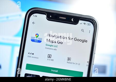 Neu Delhi, Indien - 10. Februar 2020: Google Maps Go-Anwendung auf dem Smartphone Stockfoto