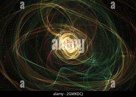 Explodierende Supernova, die aus Nebel besteht. Schwarzes Loch im Zentrum der Galaxie. Big-Bang-Konzept. Supernova Blast im All. Der Raum des Universums. N Stockfoto